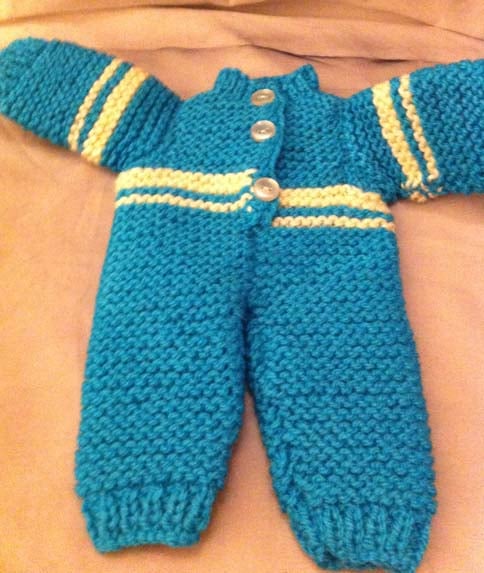 Knitted Blue Doll Snowsuit