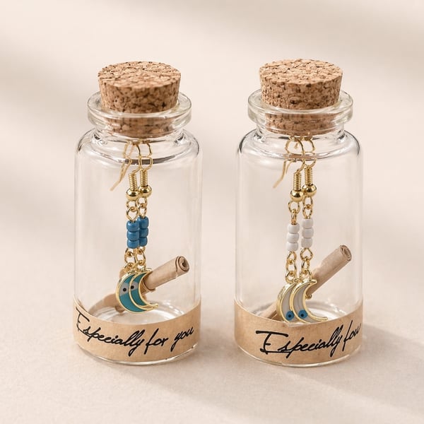 Celestial Moon Earrings in a Bottle
