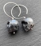 Norwegian Larvikite Hoop Earrings. All 925 Sterling Silver Hand Forged Wire - Image 3