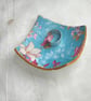 Blue and pink handmade clay trinket dish - Image 1