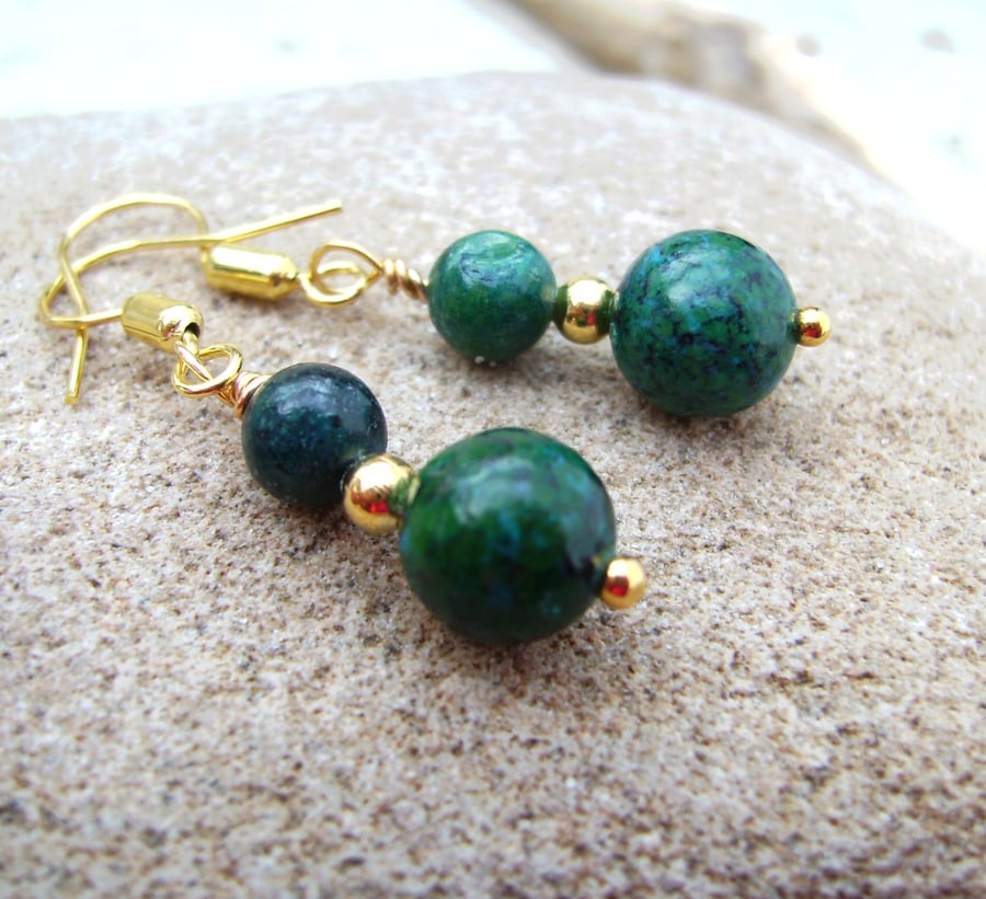 Chrysocolla Gold Plated Earrings