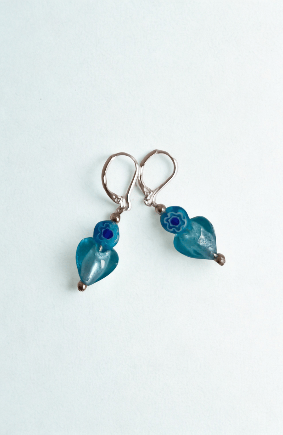 Turquoise Blue Heart Earrings 