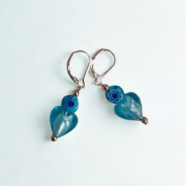 Turquoise Blue Heart Earrings 