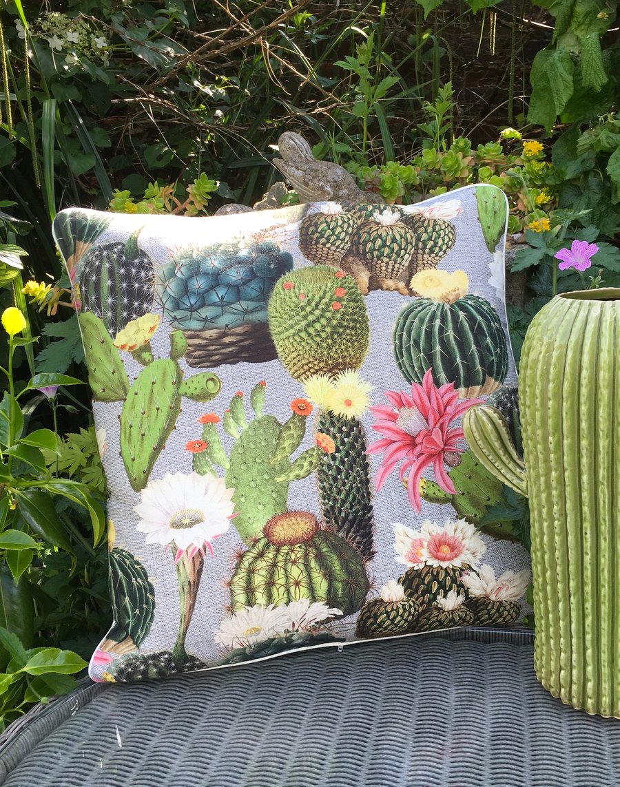Cactus Cushion. Succulent pillow. FREE UK P&P. Flowering cacti cushion.