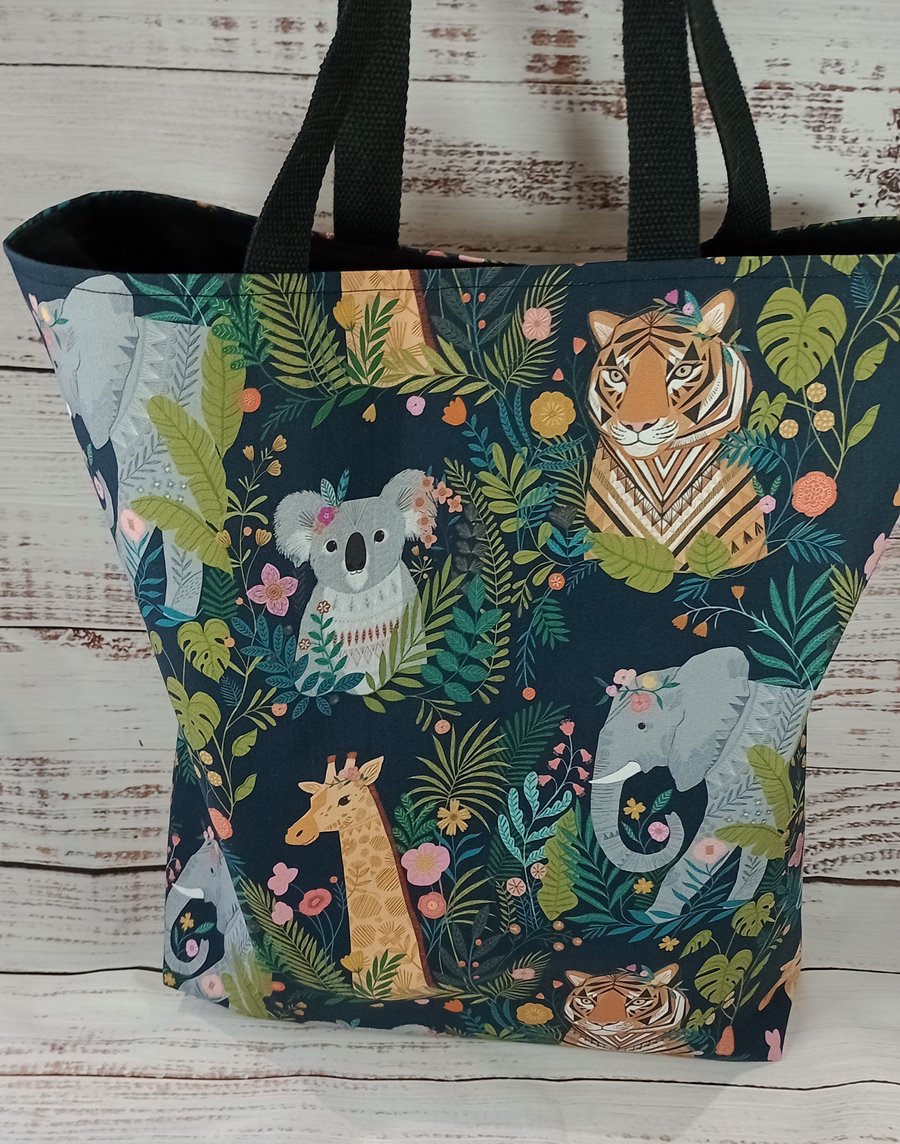 Large exotic animals tote bag