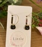Black Cat Face Hoop Earrings, Enamel Charms, Handmade Jewellery  - Image 4