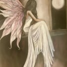 Moonlit Window Muse Original A2 Pastel Drawing