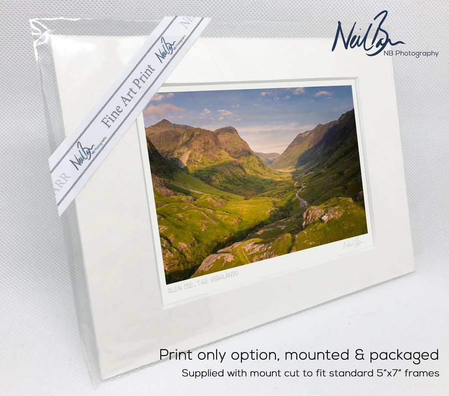 Glen Coe & Three Sisters, the Highlands, Scotland - A6 (7" x 5") Unframed Print
