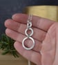 Sterling Silver Circle Necklace - Textured Open Circle Pendant - Image 3