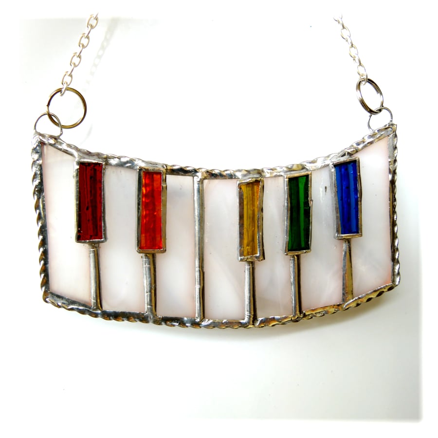 Piano Suncatcher Stained Glass Keyboard Keys Music Handmade 012
