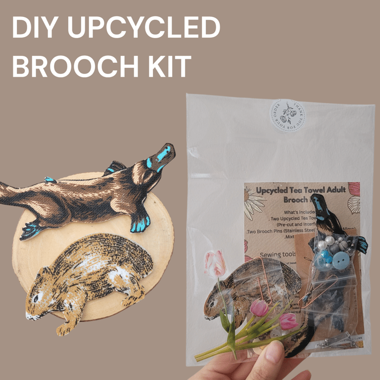 DIY Upcycled Wildlife Tea Towel Adult Brooch Kit 