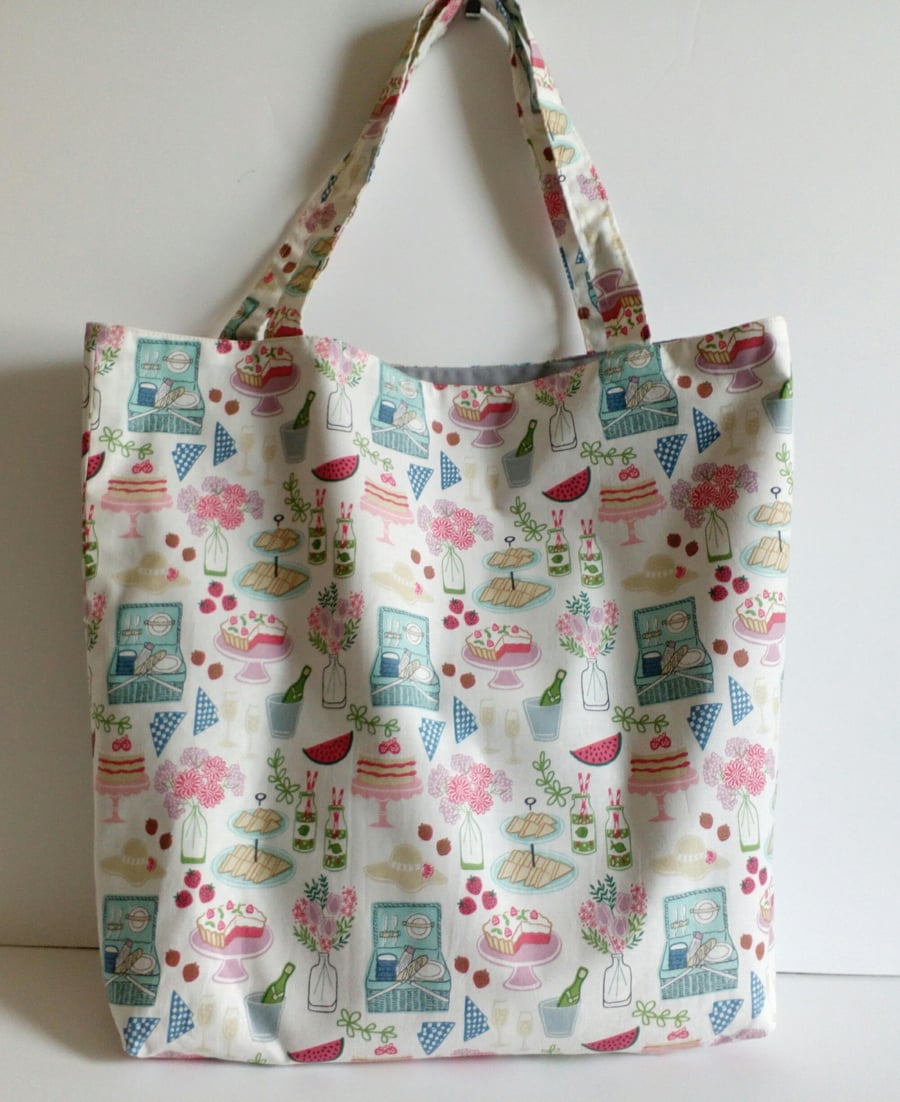 Tote bag, fabric bag, shopping bag, cloth bag, cotton bag, picnic design, tote