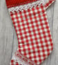 Scandi Style Gingham Christmas Stocking with Hand Embroidered Red Felt Star - Image 9
