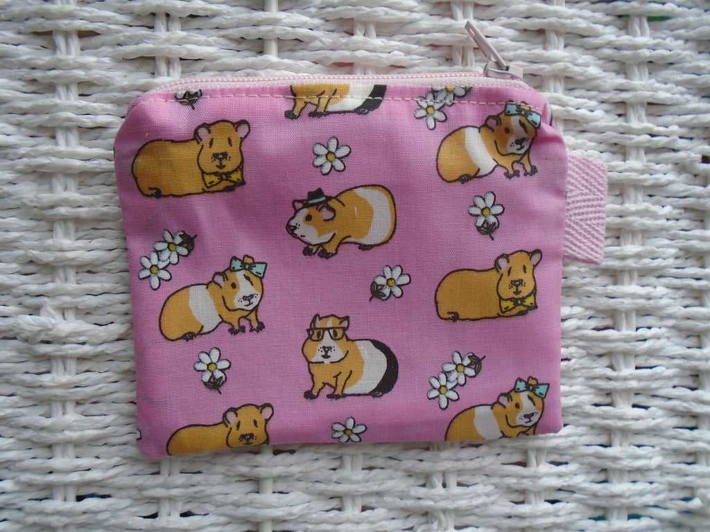 Pink Guinea Pig Purse or Card Holder 