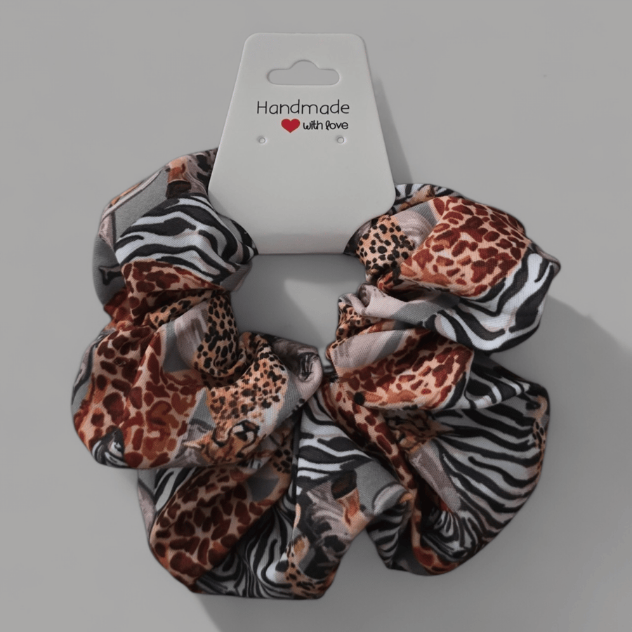 Handmade animal print hair scrunchie