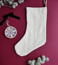 Large Cream Christmas Stocking with Vertical Stripes - Image 1