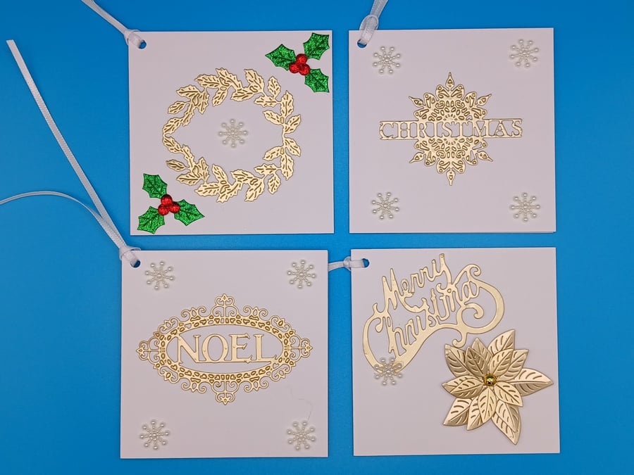 Set of 4 Luxury gift tags, Handmade