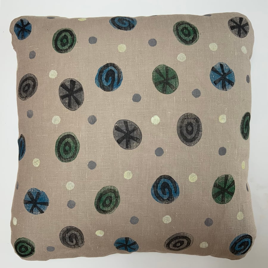 JANE COOL - Unusual, Cosy, Designer Hand-Block-Printed Cushion from Devon.