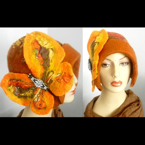   SALE...  Hand Felted, Wool  felted  hat -100% WOOL MERINO