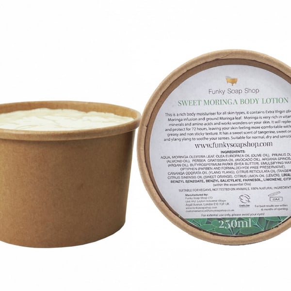 Sweet Moringa Body Lotion, Kraft Tub 250g, Plastic Free