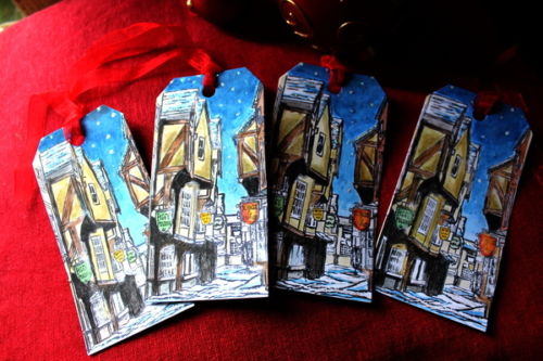 Handmade 'A Christmas Carol' Christmas Tags - Set of 8