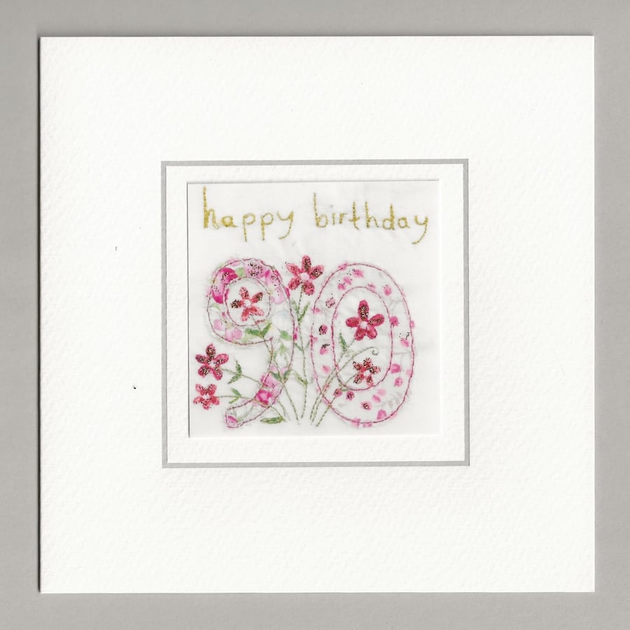 floral 90th birthday card