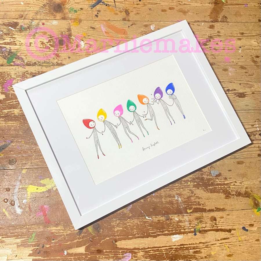 The Fairy Lights - framed a4 original illustration