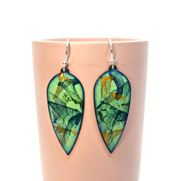 Abstract Colour statement earrings - green