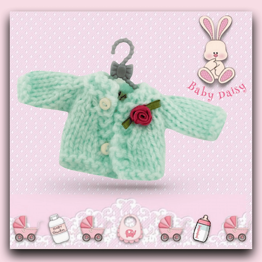 Mint Green Rose Trimmed Cardigan to fit Baby Daisy 