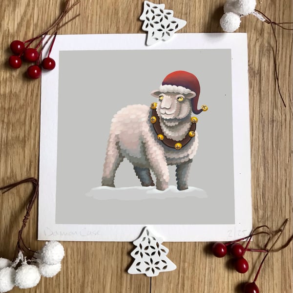 Christmas Sheep Art Print