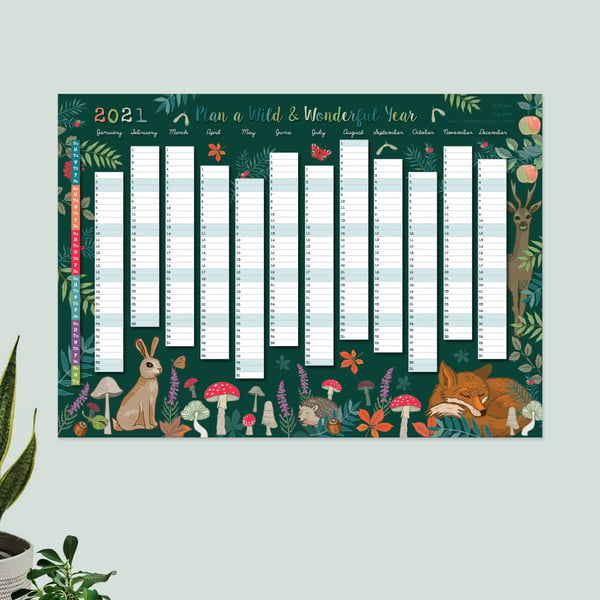 Year Wall Planner,  Plan A Wild and Wonderful Year for 2021