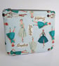 Seconds - Soft zipped bag or pouch in a vintage dressmaking themed  - Image 2