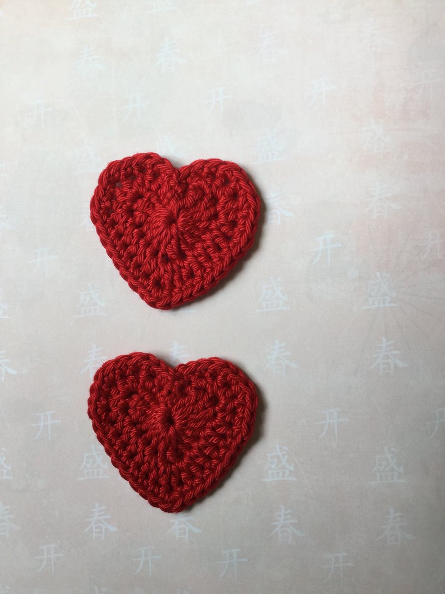 Crochet Red Heart Appliques Embellishments 