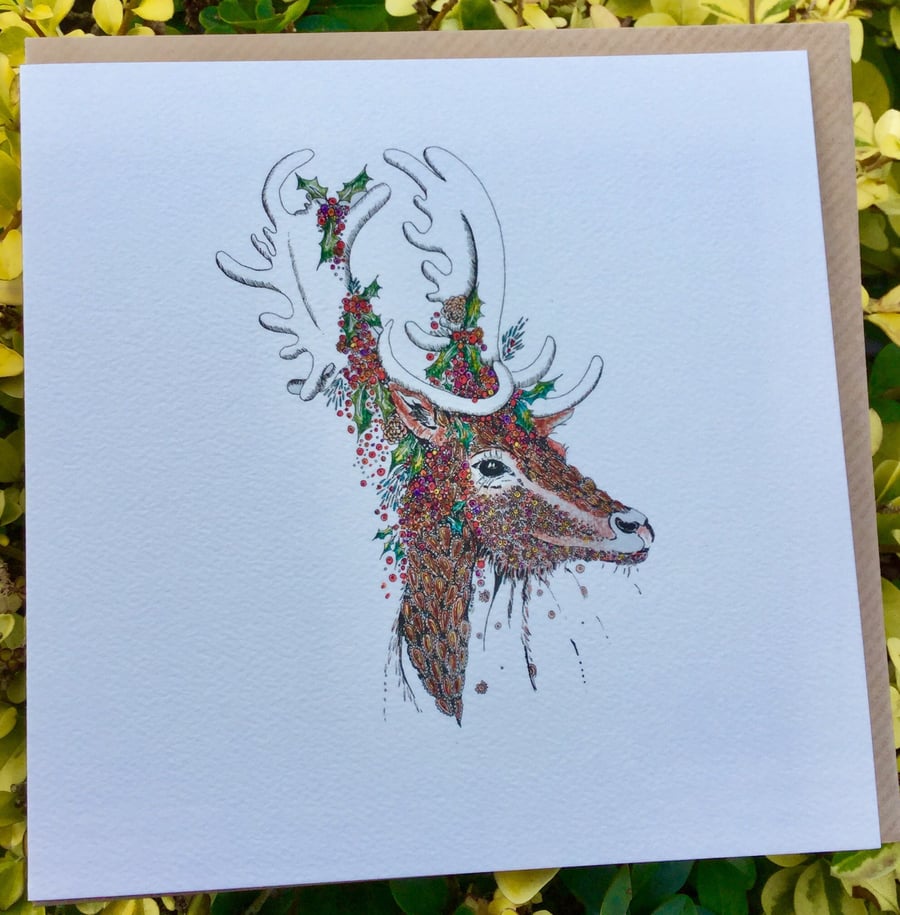 Festive Stag individual card