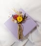 Dried Flower Mini Posy in a pale lilac Gift Box, Pink and Yellow Flowers