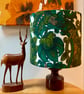 Bold Vivid Green Copper Jade Ornate 50s 60s Barkcloth Vintage Fabric Lampshade - Image 1
