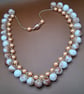 Hand Beaded Peach Gold Chocolate Chunky Style Necklace