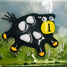  SECONDS SUNDAY-Whimsical  cow - freestanding glass art
