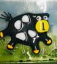  SECONDS SUNDAY-Whimsical  cow - freestanding glass art