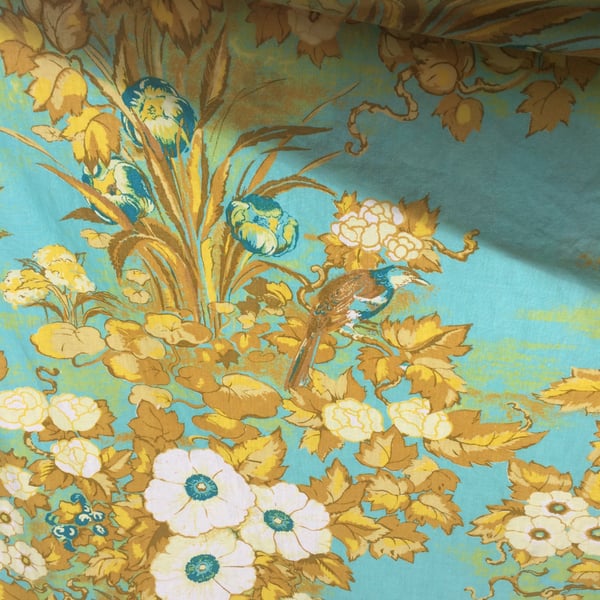 MANDARIN Bird Yellow and blue 60s 70s Jonelle vintage fabric Lampshade option 