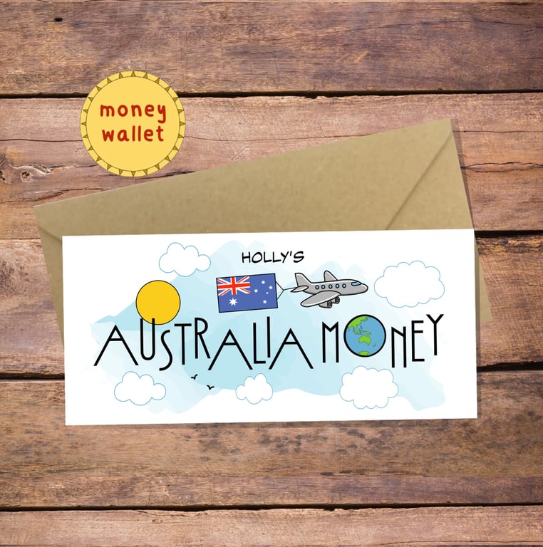 Australia Spending Money Wallet Card - cash gift envelope
