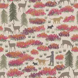 Fat Quarter A Walk In The Glen on Cream 100% Cotton Quilting Fabric