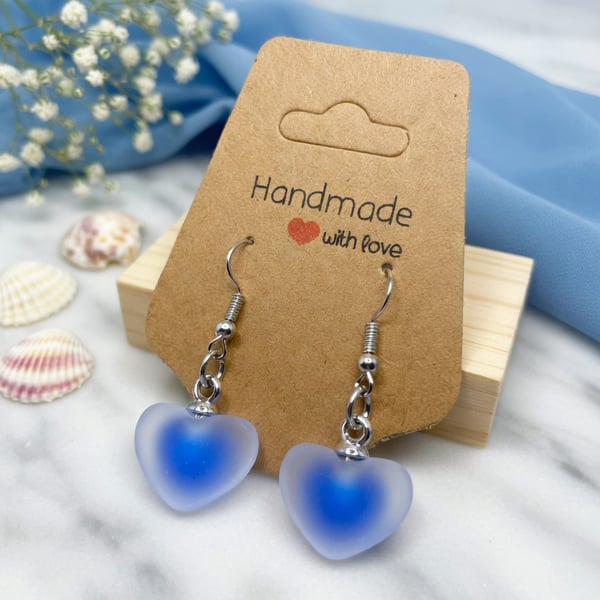 Blue heart earrings Bring a calm, dreamy vibe to your look