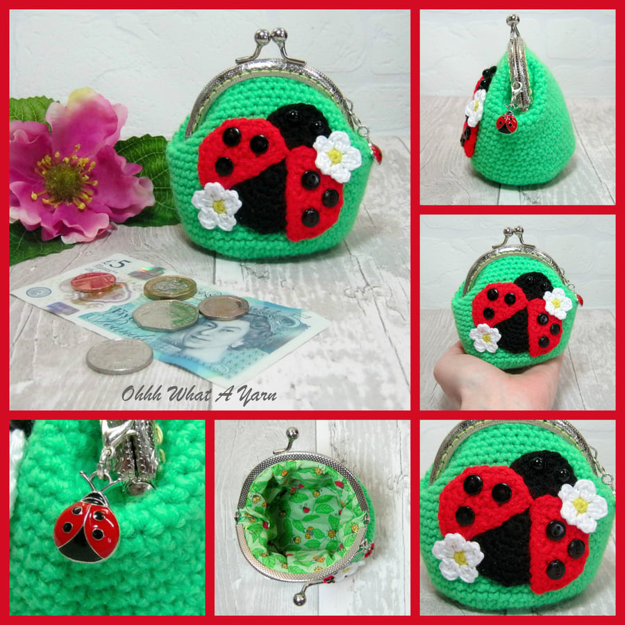 Crochet ladybird purse, crochet purse, coin purse, ladybird coin purse, ladybug 