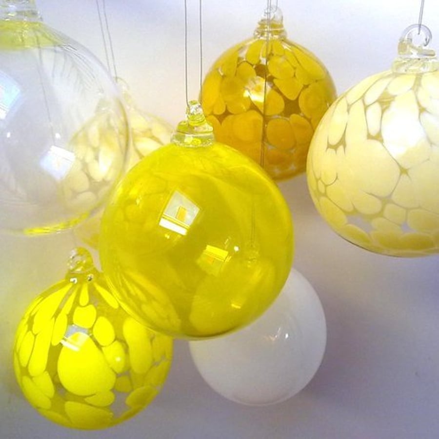 French Vanilla Hand Blown Glass Bauble, Christmas Ornament, 