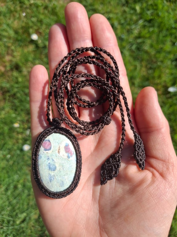 Ruby Fuchsite Macrame Pendant