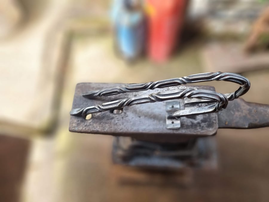 Pair of Hand Forged Reverse Twist Curtain Tie Back