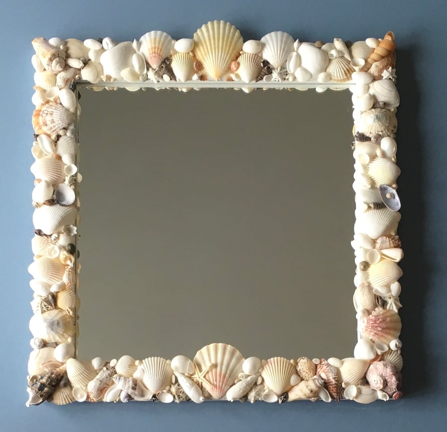Ivory Scallop Shell Mirror 