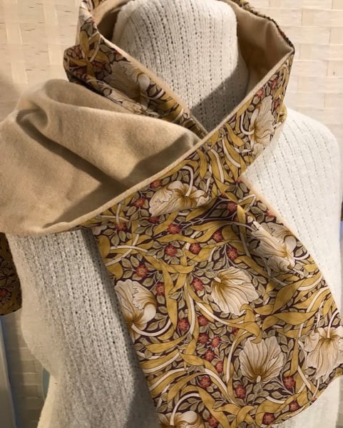 Liberty of London Print Long Scarf.Cotton Tana Lawn and Cashmere