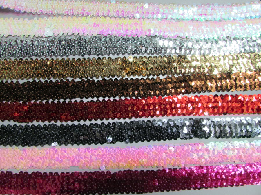 Elasticated Stretch Sequin 3cm Braid Trim Sold By The Metre